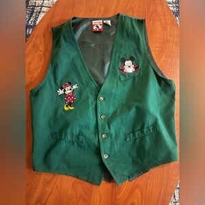 Disney Green Mickey & Minnie Embroidered Cotton Vest